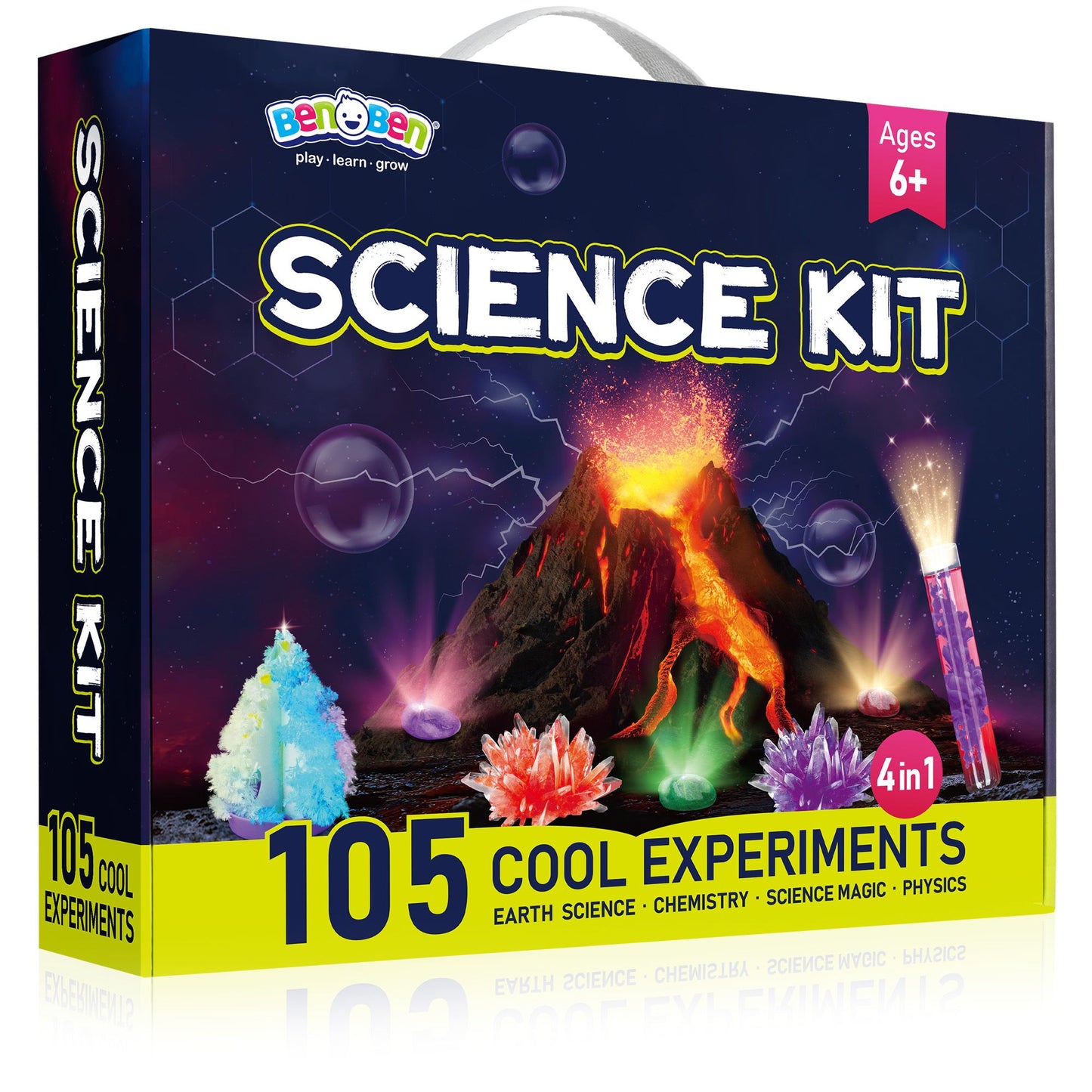 BenBen Science Kit for Kids, 105 Science Lab Experiments, STEM Project Educational Toy with Volcano Erupting, Crystal Growing, Chemistry and Physics Set Toy, Boys Girls Birthday Gift Ideas PMT