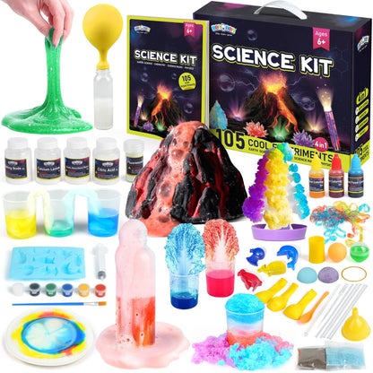 BenBen Science Kit for Kids, 105 Science Lab Experiments, STEM Project Educational Toy with Volcano Erupting, Crystal Growing, Chemistry and Physics Set Toy, Boys Girls Birthday Gift Ideas PMT