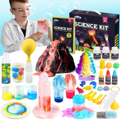 BenBen Science Kit for Kids, 105 Science Lab Experiments, STEM Project Educational Toy with Volcano Erupting, Crystal Growing, Chemistry and Physics Set Toy, Boys Girls Birthday Gift Ideas PMT