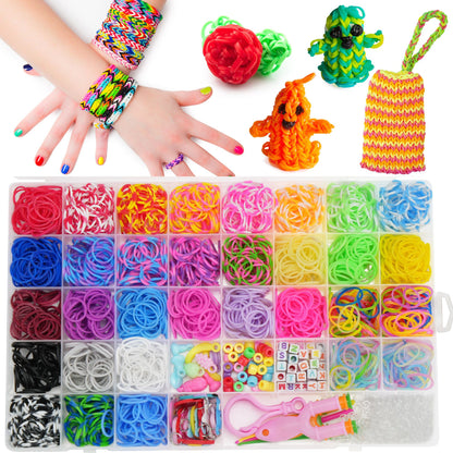 LotFancy 32 Colors Rubber Band Bracelet Kit, Loom Bracelet Making Refill Kit for Kids Girls