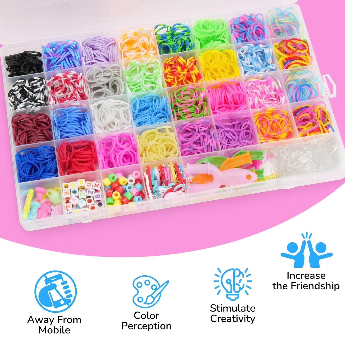 LotFancy 32 Colors Rubber Band Bracelet Kit, Loom Bracelet Making Refill Kit for Kids Girls