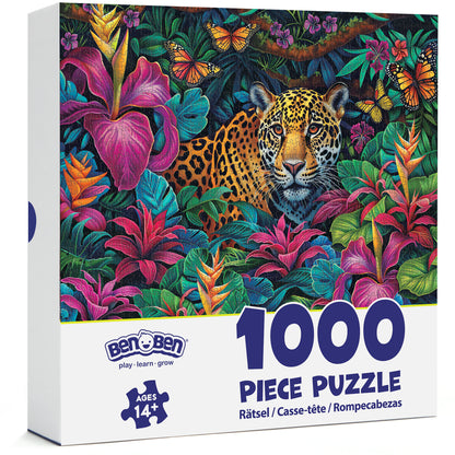 BenBen Jigsaw Puzzles 1000 Pieces for Adults Ages 12+, Leopard in the Jungle, 27.5 x 19.7 in