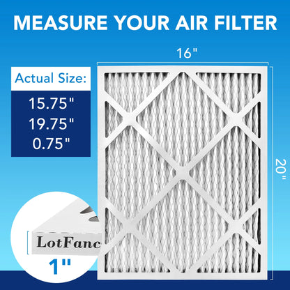 LotFancy 16x20x1 Air Filters, MERV 13 Pleated HVAC AC Furnace Air Filters, 6 Pack