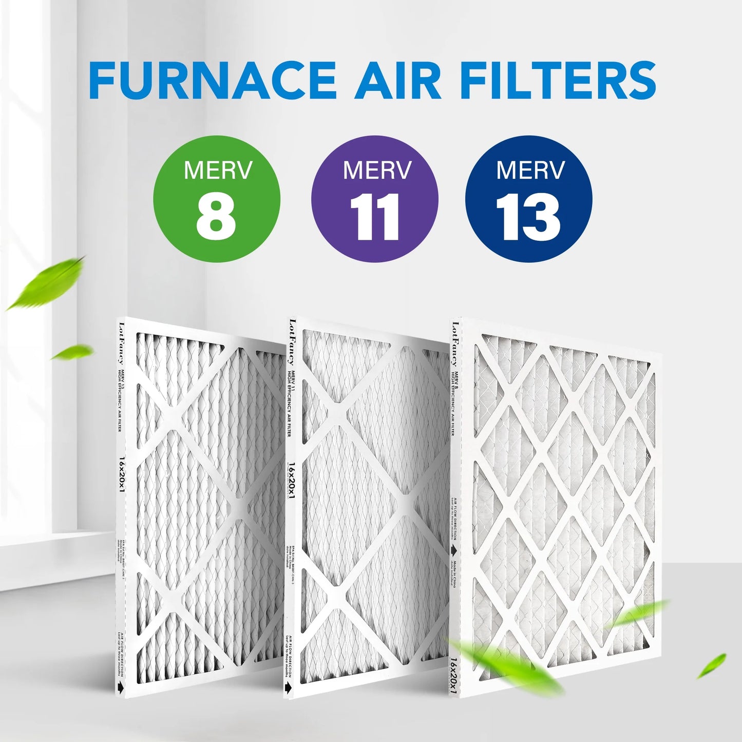 LotFancy 16x20x1 Air Filters, MERV 13 Pleated HVAC AC Furnace Air Filters, 6 Pack