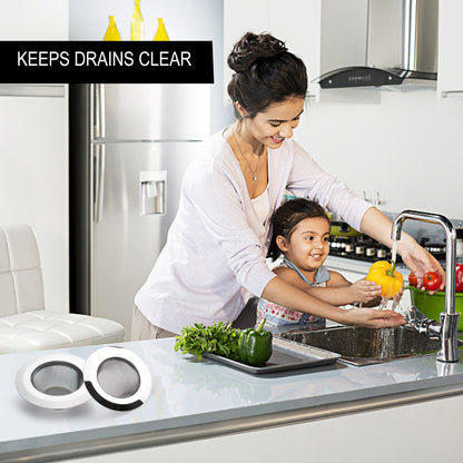 LotFancy 2 Kitchen Sink Strainer, 4.5 in Stainless Steel Mesh Drain Strainer, Silver