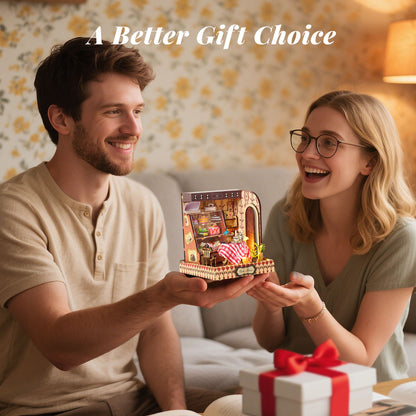BenBen DIY Miniature House Kit, Cake Shop Model Craft Kits with Light, Furniture, Mini Doll House Building Kit for Adults, Teens, Tiny Dollhouse Diorama for Stress Relief, Home Décor