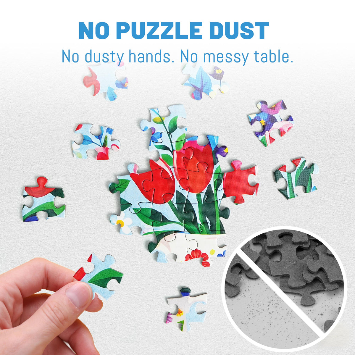 BenBen Puzzles for Adults 500 Pieces, Vibrant Floral Vases, Jigsaw Puzzle with Patterns on Back