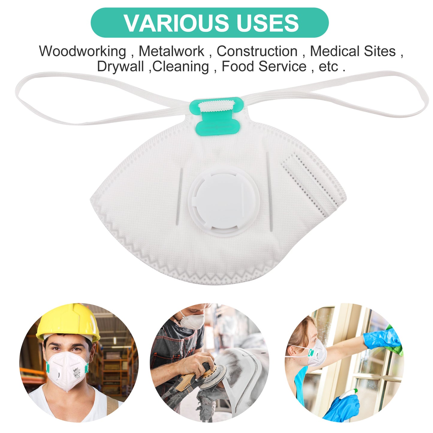 LotFancy N95 Mask, NIOSH Particulate Respirator, N95 Face Mask for Construction, Cleaning, Disposable Air Filter Masks