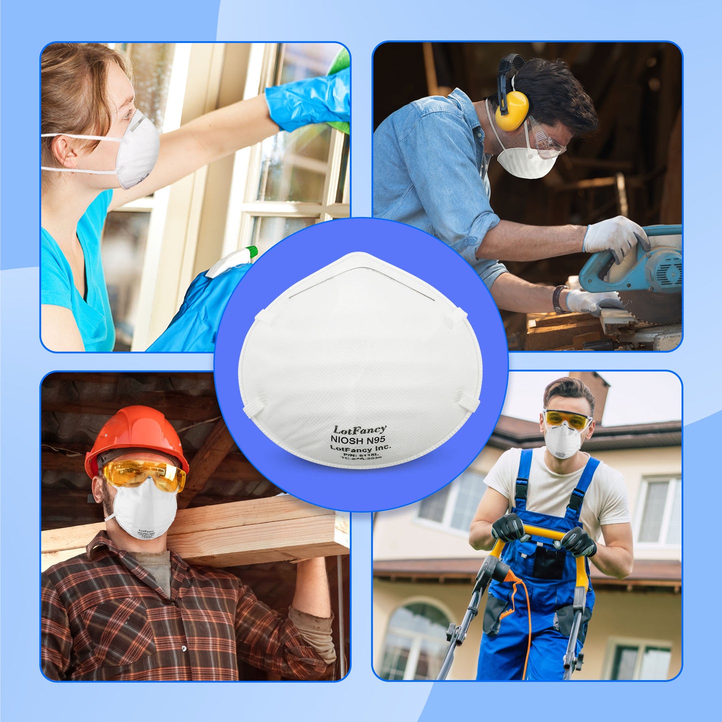 LotFancy N95 Face Mask, 20 Pack NIOSH Particulate Respirator, Dust Mask