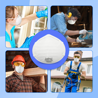 LotFancy N95 Face Mask, 20 Pack NIOSH Particulate Respirator, Dust Mask