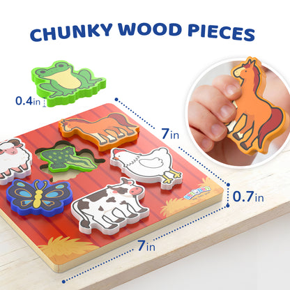 BenBen Wooden Puzzles for Toddlers 1-3, Life Cycle Animal Toddler Puzzles, Montessori Toys