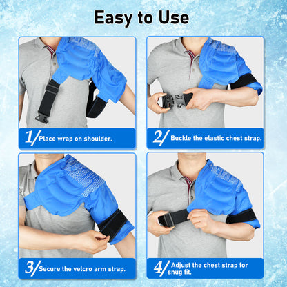 MEDLOT Shoulder Ice Pack, Rotator Cuff Cold Therapy, Reusable Gel Hot Cold Compression Wrap Brace for Sport Injuries, Inflammation, Tendonitis, Pain Relief, Recovery After Surgery