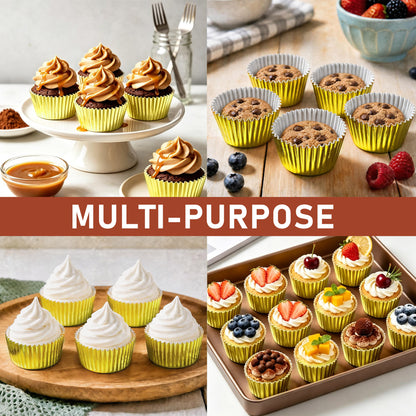 LotFancy 500Pcs Gold Foil Cupcake Liners, Standard Muffin Baking Cups, Greaseproof Cupcake Wrappers