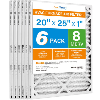 LotFancy MERV 8 11 13 Air Filters, Pleated AC Furnace Filters, Air Conditioner HVAC Filters