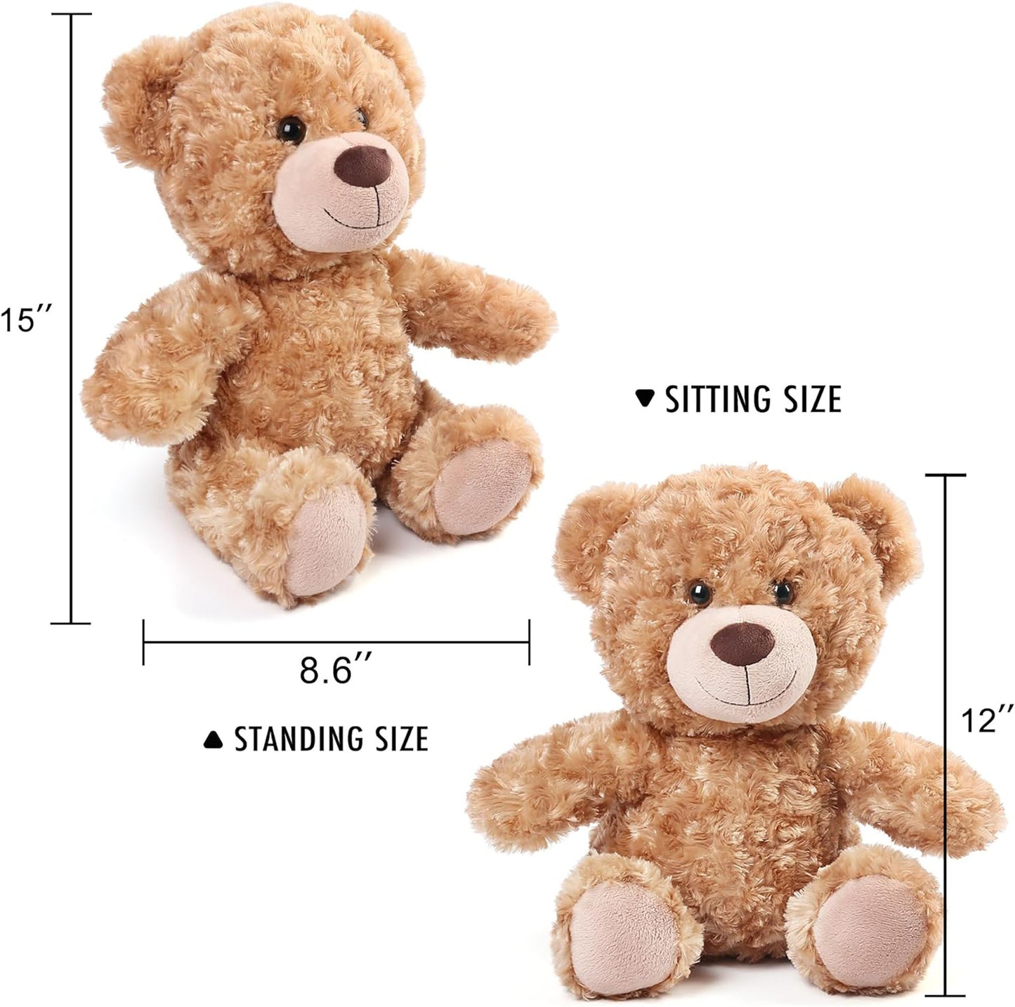 LotFancy 15 in Teddy Bear Stuffed Animal, Bear Plush Toy, Gift for Kids Girls Boys