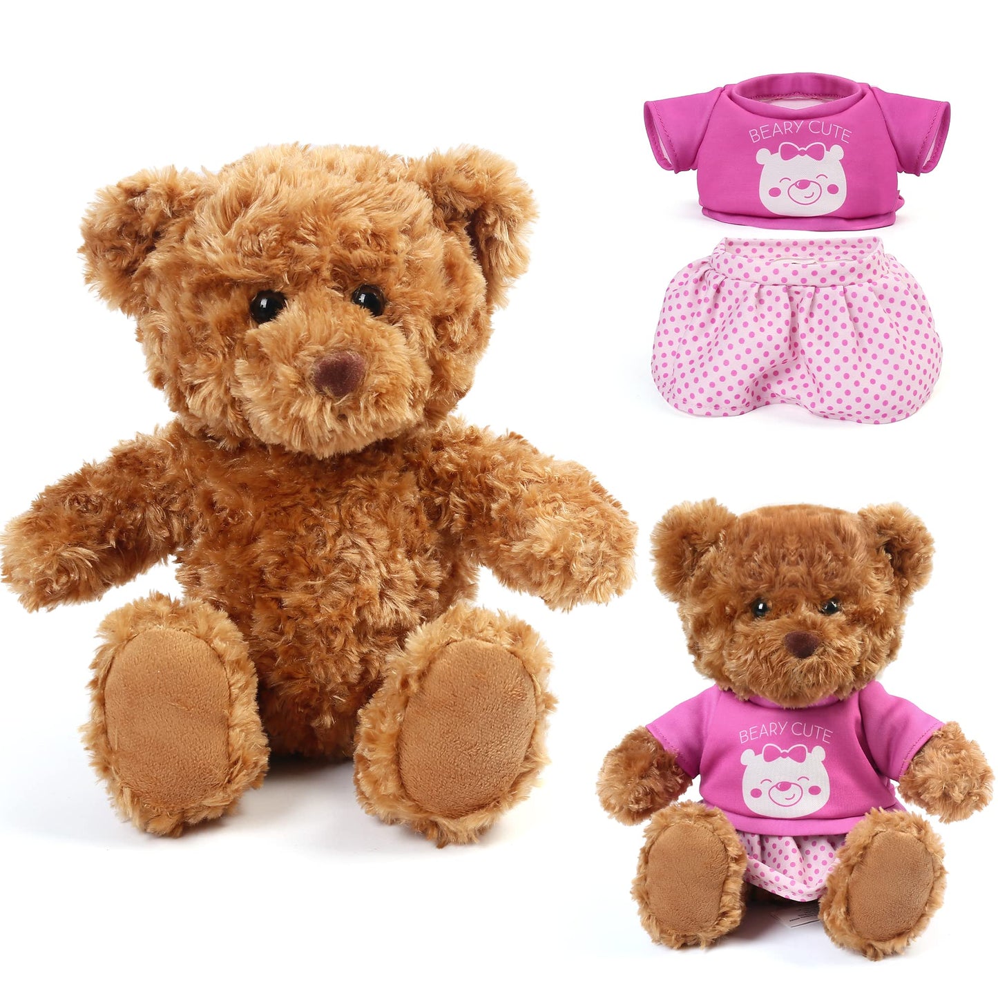 LotFancy Teddy Bear Stuffed Animal, with Removable Clothes