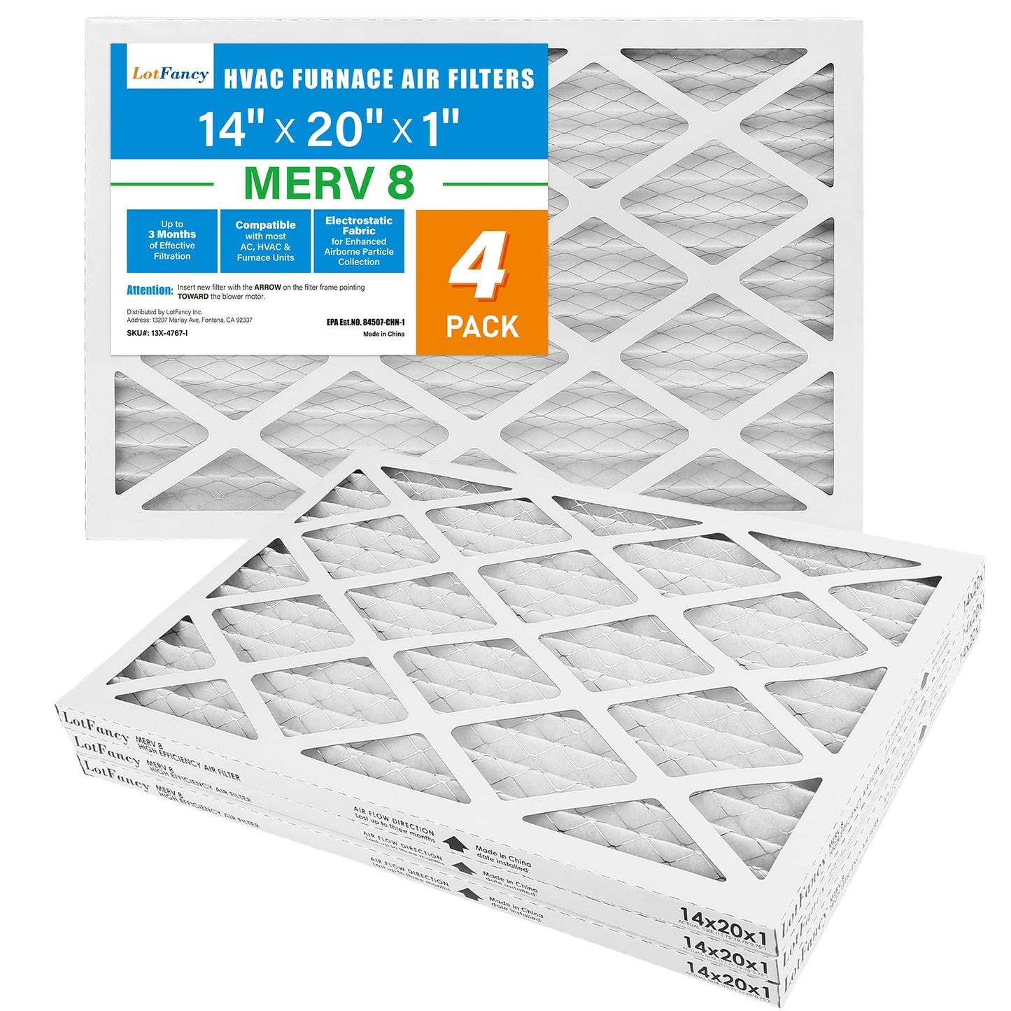 LotFancy MERV 8 11 13 Air Filters, Pleated AC Furnace Filters, Air Conditioner HVAC Filters