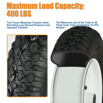 LotFancy 4.80/4.00-8” Tire and Wheel, 2 Pack 16” Pneumatic Wheelbarrow Tire, 5/8” Bearings, 3-7” Centered Hub, Replacement for Wheelbarrows, Garden and Utility Carts, Trolleys, Wagon