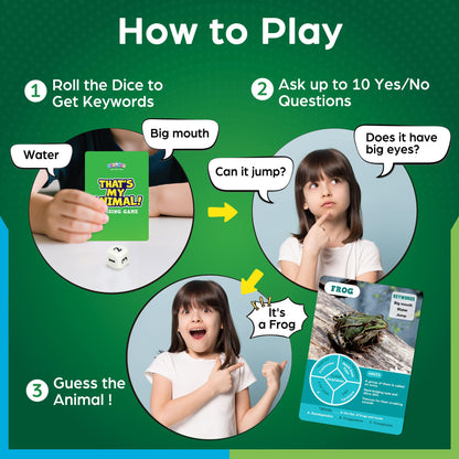 BenBen Guess The Animal Card Games for Kids Family, 100 Cards, Educational Board Games for Travel, Classroom, Camping, Party, Car, Airplane, Road Trip Activities for Boys, Girls Ages 5+