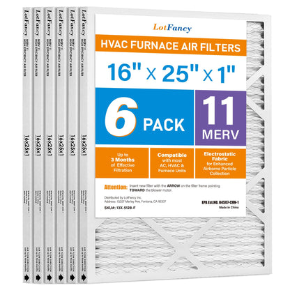 LotFancy MERV 8 11 13 Air Filters, Pleated AC Furnace Filters, Air Conditioner HVAC Filters