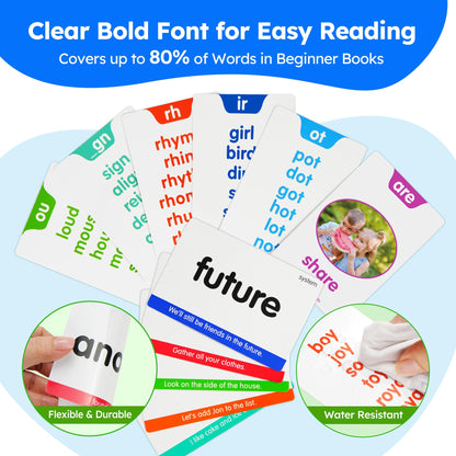 BenBen Sight Words Phonics Flash Cards, Learn to Read CVC, Blends, Long Vowel Sounds, Dolch & Fry High Frequency Site Words for Pre-k Kindergarten 1st 2nd 3rd Grade Kids