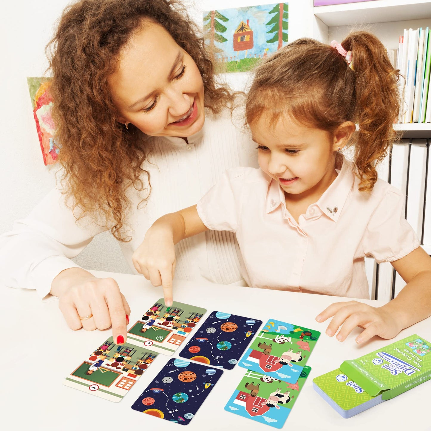 LotFancy Matching Game, Card Game for Kids, Spot The Differences, Fun Picture Puzzle Activity Cards for Family Game Night and Travel Games, Ages 2-9 PMT