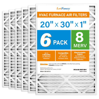 LotFancy MERV 8 11 13 Air Filters, Pleated AC Furnace Filters, Air Conditioner HVAC Filters