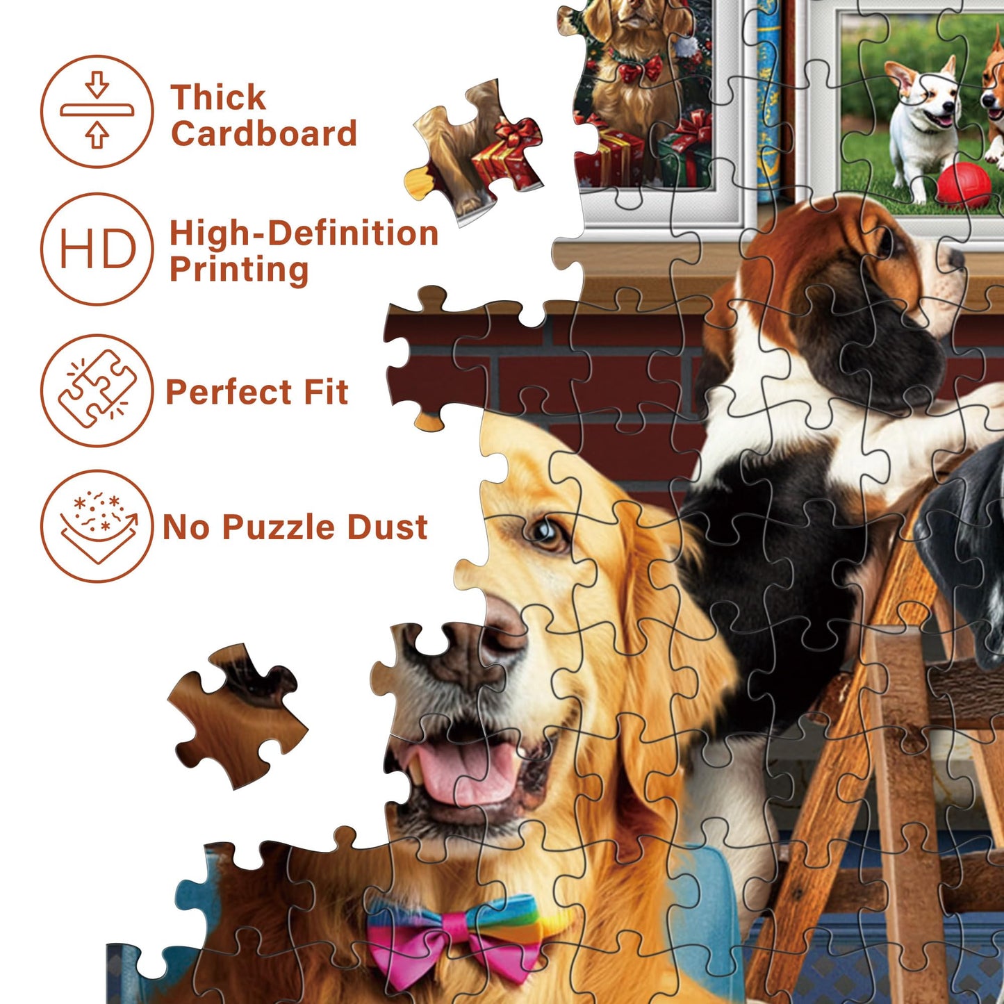 BenBen Puzzles for Adults 1000 Pieces, Dogs' Dinner Party, Dog Jigsaw Puzzle with Patterns on Back, Funny Animal Puzzle, Challenging Puzzles for Family Game Night, Home Décor