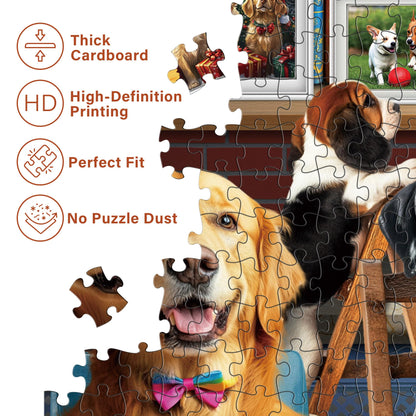 BenBen Puzzles for Adults 1000 Pieces, Dogs' Dinner Party, Dog Jigsaw Puzzle with Patterns on Back, Funny Animal Puzzle, Challenging Puzzles for Family Game Night, Home Décor