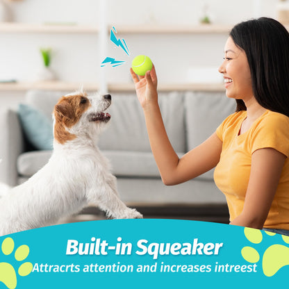 Prime Pets Tennis Balls for Dogs, Squeaky Dog Toy, Interactive Pet Fetch Ball for Medium and Large Dogs, Squeaky Dog Toys