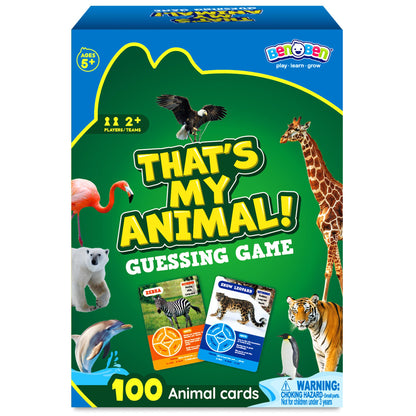 BenBen Guess The Animal Card Games for Kids Family, 100 Cards, Educational Board Games for Travel, Classroom, Camping, Party, Car, Airplane, Road Trip Activities for Boys, Girls Ages 5+