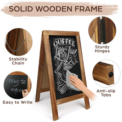 LotFancy Magnetic A-Frame Chalkboard Sign, Extra Large 20” x 40” Double-Sided Freestanding Chalkboard Easel, Sturdy Wooden Sidewalk Sign, Sandwich Board for Restaurant Party Wedding