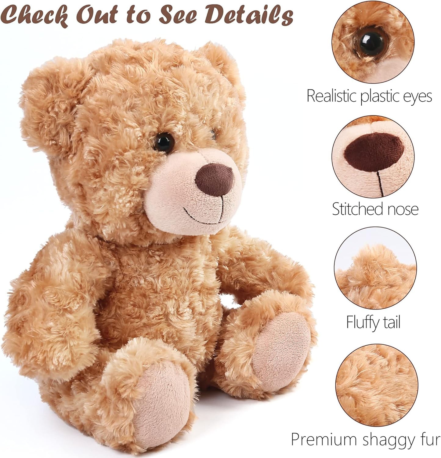LotFancy 15 in Teddy Bear Stuffed Animal, Bear Plush Toy, Gift for Kids Girls Boys