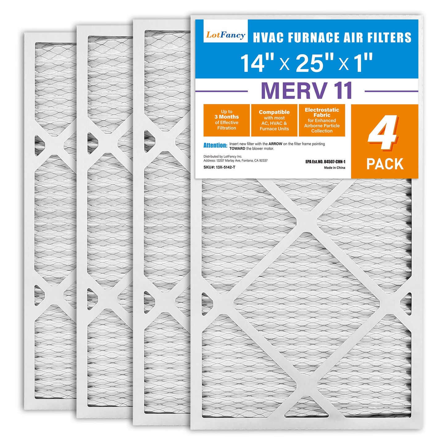 LotFancy MERV 8 11 13 Air Filters, Pleated AC Furnace Filters, Air Conditioner HVAC Filters