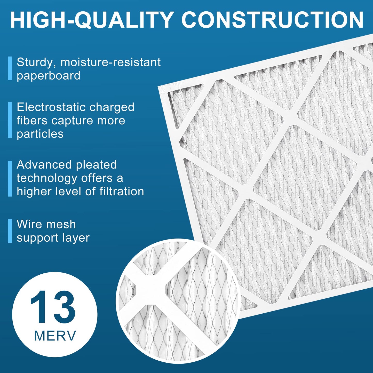 LotFancy MERV 8 11 13 Air Filters, Pleated AC Furnace Filters, Air Conditioner HVAC Filters