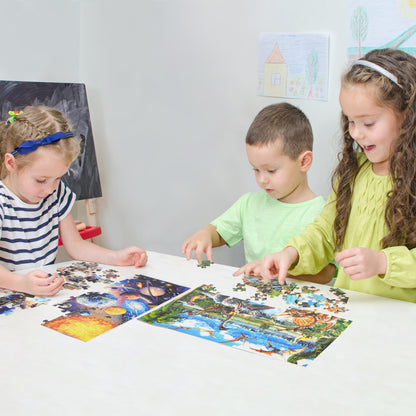 BenBen Puzzles for Kids Ages 4-6, 3 Pack 100 Pieces Large Puzzles for Toddlers 3-5 (Dinosaurs, Outer Space, Ocean Life), Learning & Educational Games for Kids 6-8, 19.75” x 13.75”