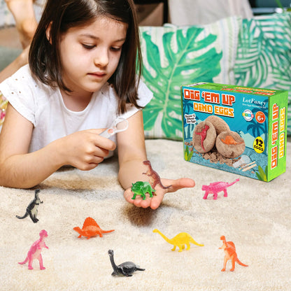 LotFancy Dinosaur Eggs Excavation Dig Kit, Discover 12 Different Dino Eggs, Dinosaur Toys for Kids Ages 3-5 5-7 8-12, Science STEM Activities, Party Gifts for Boys Girls PMT