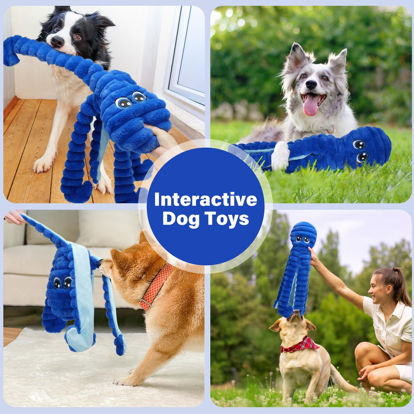 Prime Pets 27" Extra Large Octopus Dog Toy, Crinkle Squeaky Dog Toy for Small Medium Large Dogs