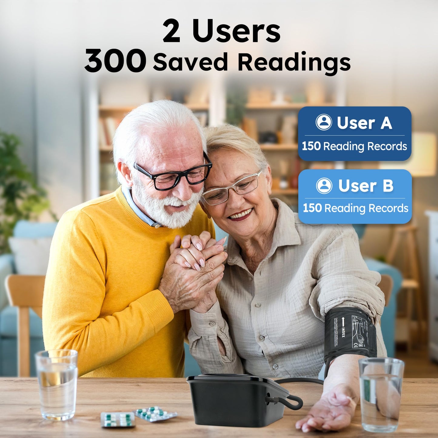 MEDLOT Upper Arm Blood Pressure Monitor for Home Use, Automatic Blood Pressure Monitor 8.6”-16.5”, Digital BP Machine, 2 User 300 Reading Memory, Blood Pressure Machine with Adapter and Storage Bag