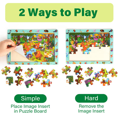 BenBen Large Wooden Puzzles for Kids Ages 4-6, 6 Pack 24 Piece Search and Find Puzzles for Toddlers 3-5, Educational Learning Toys Gifts for 3 4 5 Year Old Boys Girls