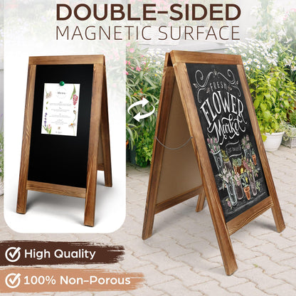 LotFancy Magnetic A-Frame Chalkboard Sign, Extra Large 20” x 40” Double-Sided Freestanding Chalkboard Easel, Sturdy Wooden Sidewalk Sign, Sandwich Board for Restaurant Party Wedding