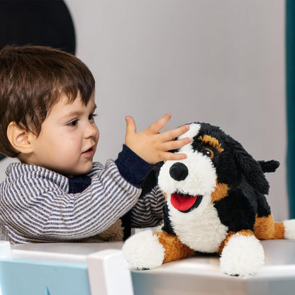 LotFancy 27 in Dog Stuffed Animal, Large Retriever Plush Toy Gift, Black, Brown and White