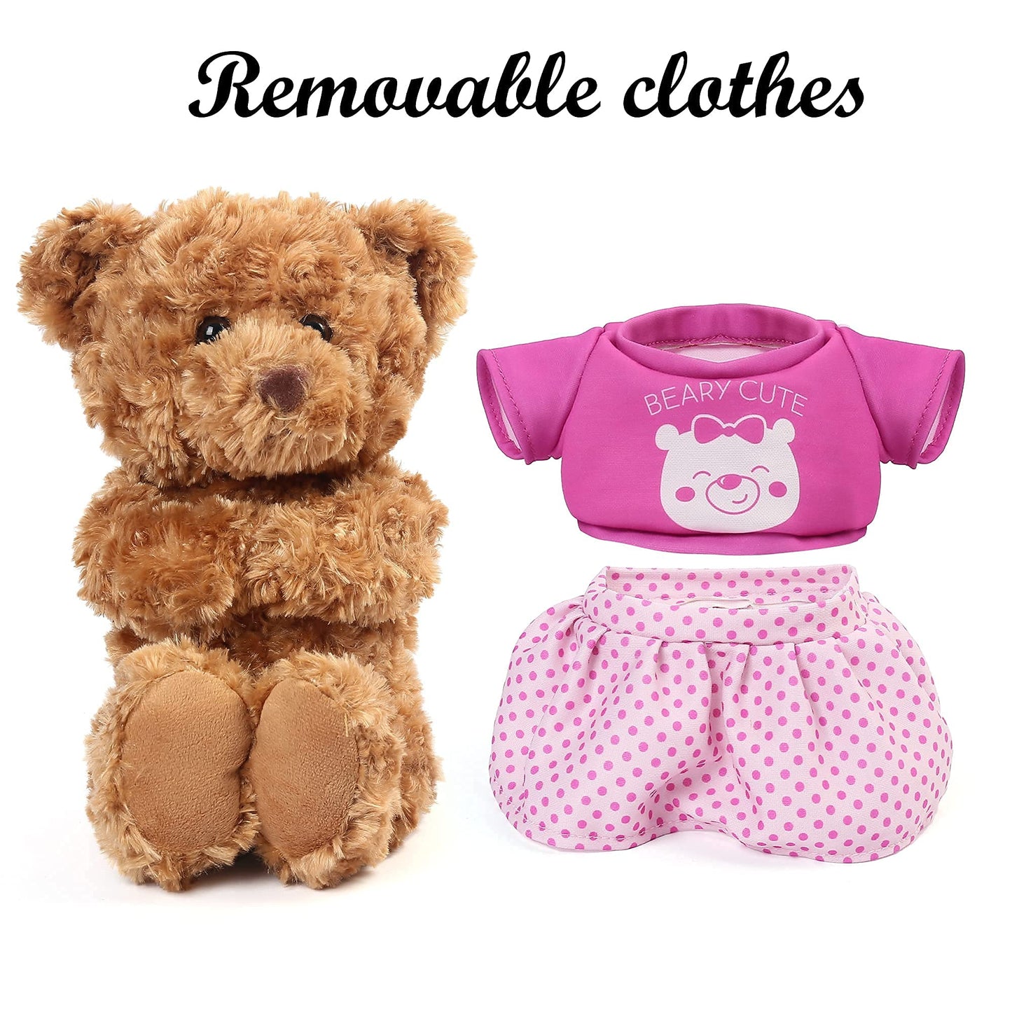 LotFancy Teddy Bear Stuffed Animal, with Removable Clothes