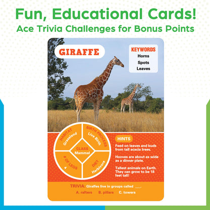 BenBen Guess The Animal Card Games for Kids Family, 100 Cards, Educational Board Games for Travel, Classroom, Camping, Party, Car, Airplane, Road Trip Activities for Boys, Girls Ages 5+