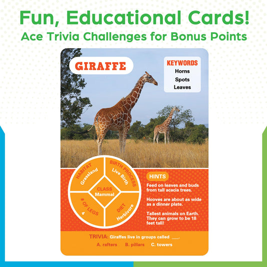 BenBen Guess The Animal Card Games for Kids Family, 100 Cards, Educational Board Games for Travel, Classroom, Camping, Party, Car, Airplane, Road Trip Activities for Boys, Girls Ages 5+