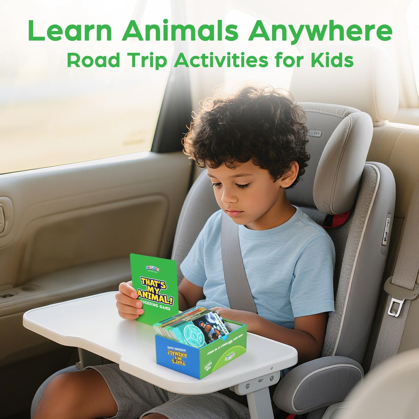 BenBen Guess The Animal Card Games for Kids Family, 100 Cards, Educational Board Games for Travel, Classroom, Camping, Party, Car, Airplane, Road Trip Activities for Boys, Girls Ages 5+