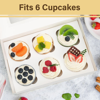 LotFancy 12 Pack Cupcake Boxes 6 Count, Auto-Pop up Cupcake Containers with Window Holding 72 Standard Cupcakes, Food Grade Disposable Pastry Boxes