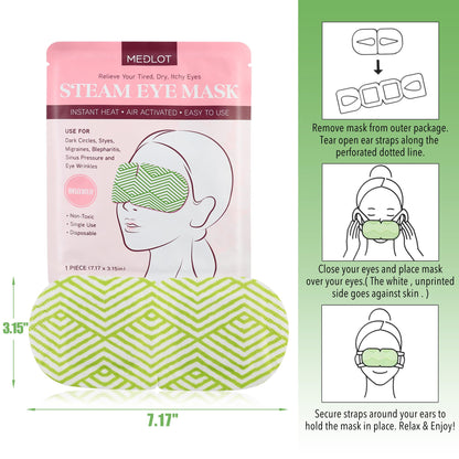 MEDLOT 18 Packs Steam Eye Masks, Heated Eye Mask for Dry Eyes, Puffy Eyes, Dark Circles, Disposable Self Heating Eye Mask for Sleeping, SPA, Travel Essentials & Relaxation Gifts, Unscented