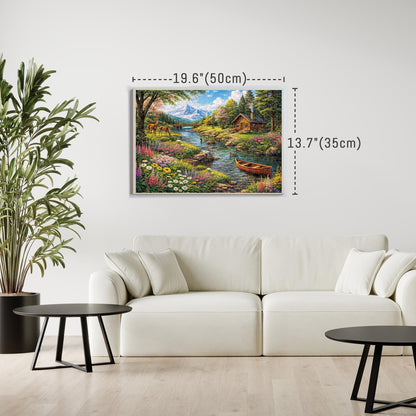 BenBen Puzzles for Adults 500 Pieces, Mountain Cabin Spring Retreat, Jigsaw Puzzle with Patterns on Back