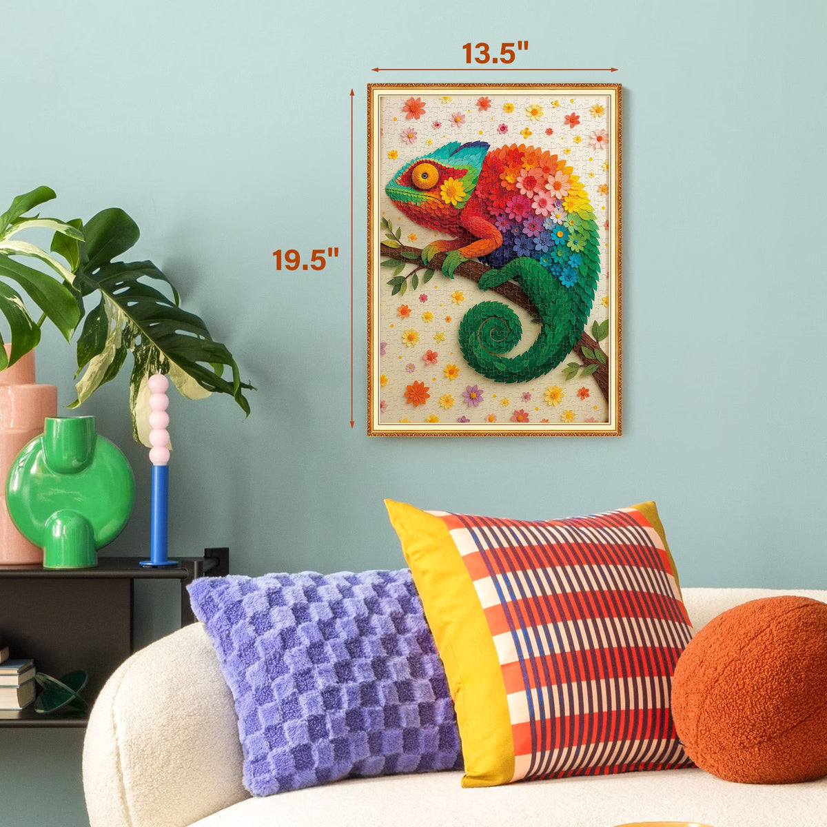 BenBen Puzzles for Adults 1000 Pieces, Floral Chameleon Jigsaw Puzzles, 26.7x18.9 in